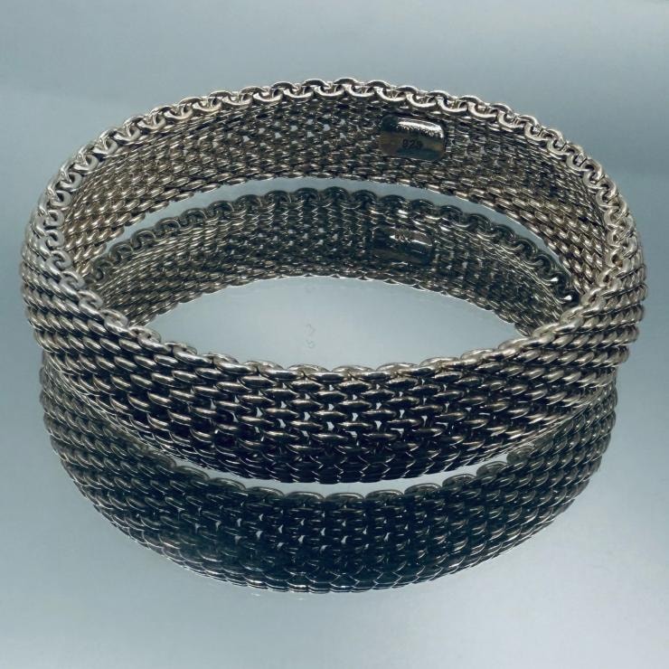 TIFFANY&Co. ティファニー バングル サマセット メッシュバングル ブレスレット アクセサリー スターリングシルバー 925 ★中古★