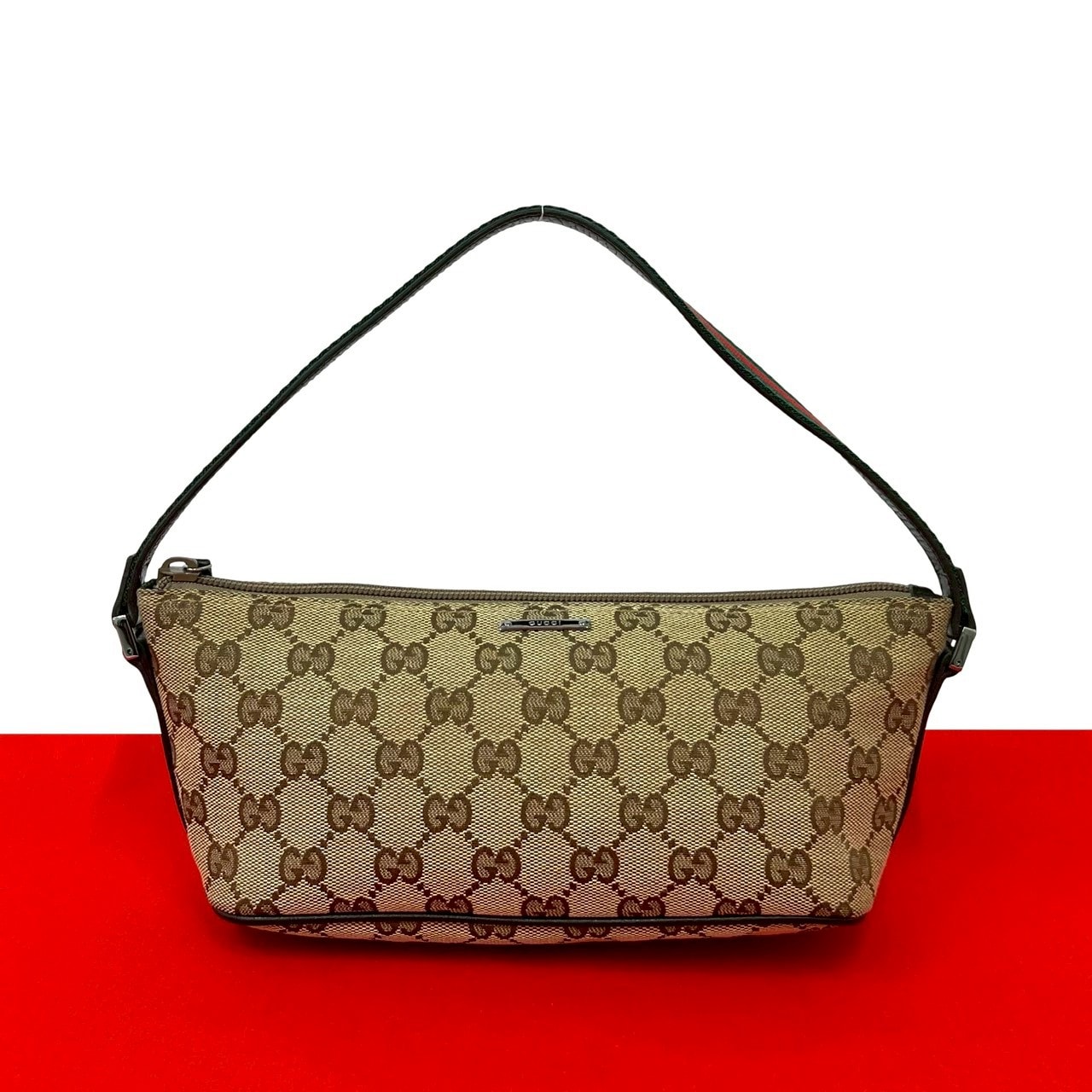 GUCCI グッチ シェリーライン GG 柄 ロゴ 金具 キャンバス レザー ハンドバッグ ブラウン
24652