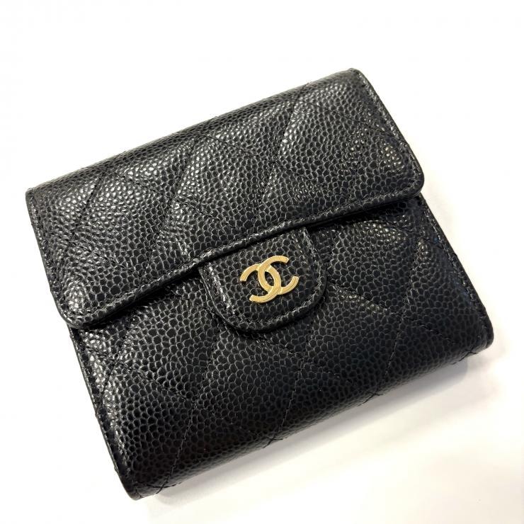 シャネル CHANEL マトラッセ クラシック スモール フラップ ウォレットココマーク  キャビアスキン AP0231 ブラック【鑑定済み】正規品