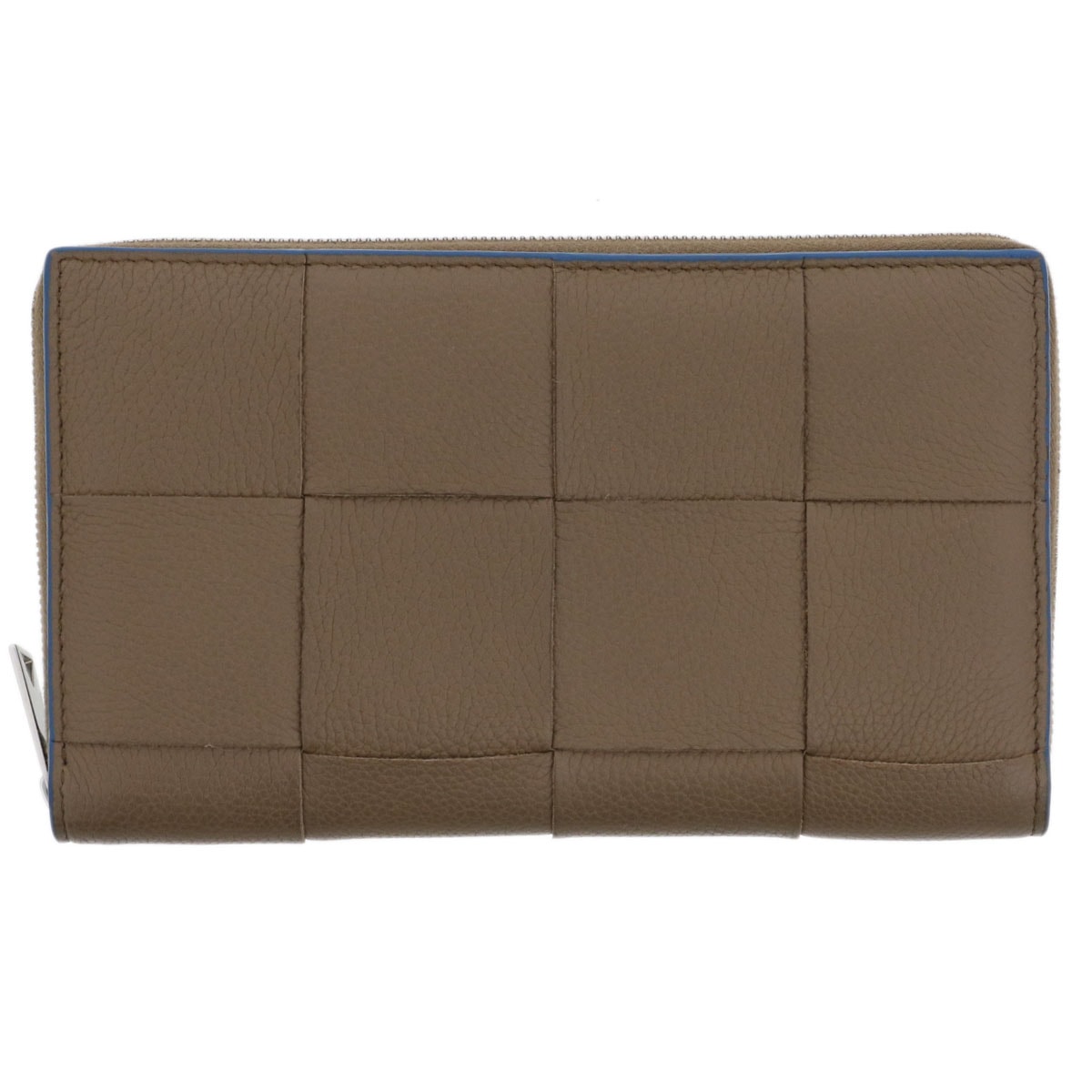 【値下げ】 BOTTEGAVENETA ボッテガヴェネタ マキシイントレチャート パーソナライズ カセット ジップアラウンドウォレット 長財布 748054VCP142569 ブラウン ブルー  ユニセックス【中古】