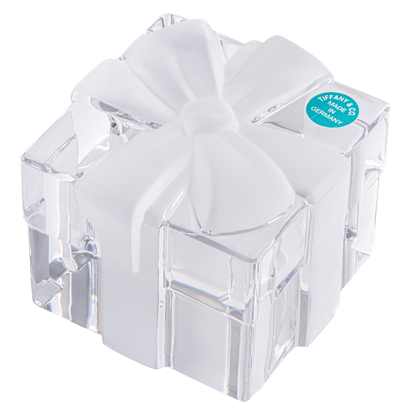 TIFFANY&Co. ティファニー クリスタル ボウ ボックス ペーパーウェイト オブジェ クリスタル クリア【中古】