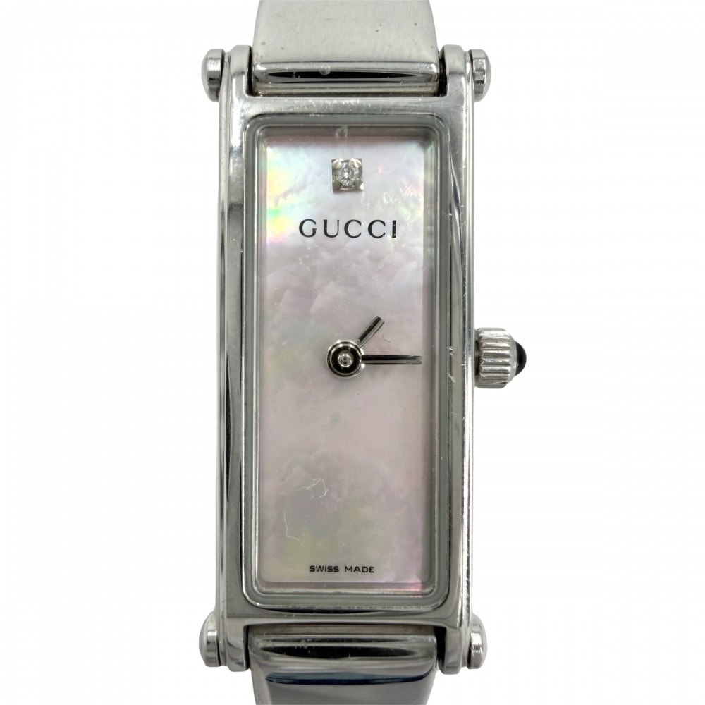 GUCCI グッチ 腕時計 バングル 1Pダイヤ ダイヤモンド 電池式 SS ウォッチ 1500L クオーツ ステンレススチール    シルバー レディース【中古品】