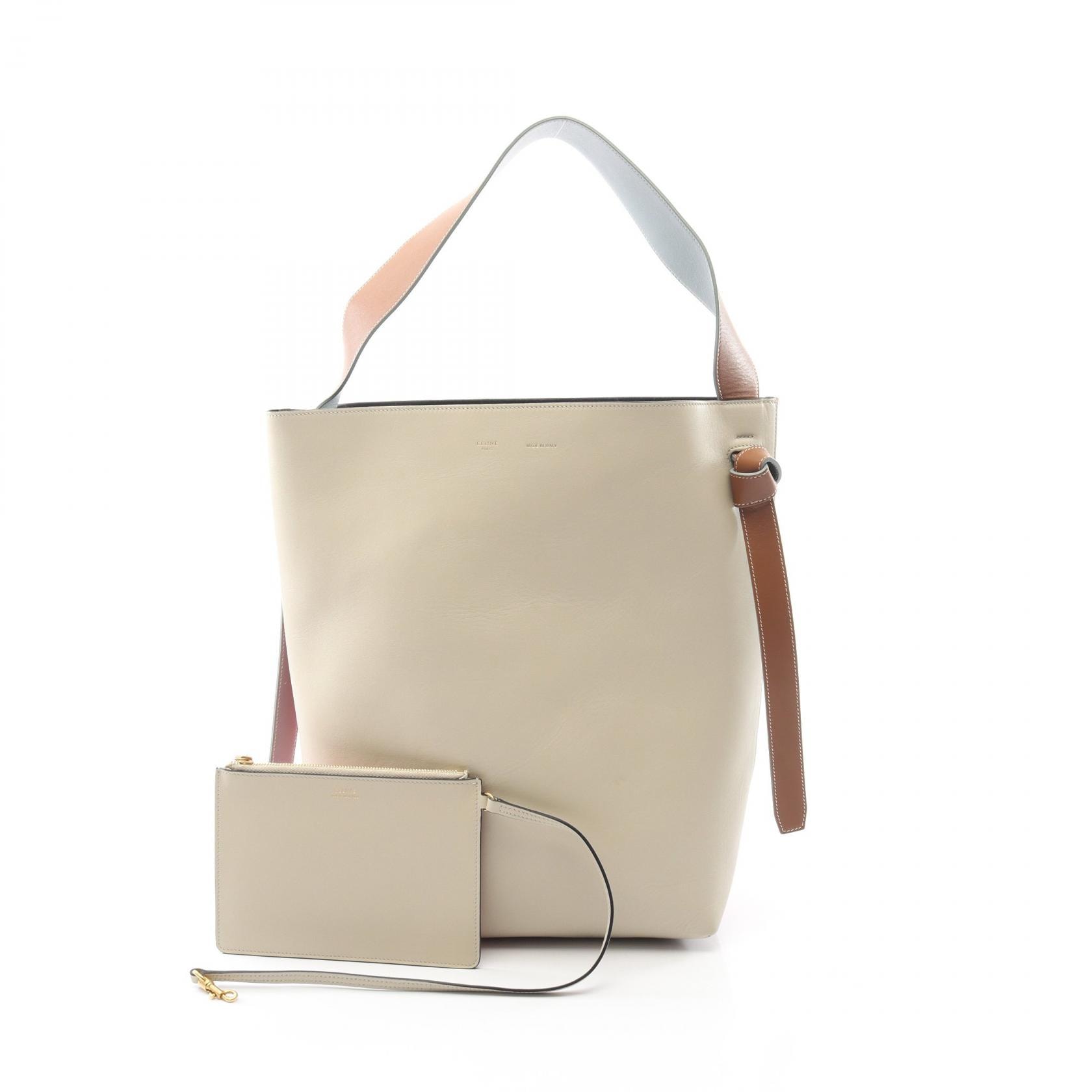 セリーヌ CELINE ツイステッド カバ スモール ショルダーバッグ バッグ レザー レディース アイボリー系 / レッド系 / ブルー系 177053 【中古】