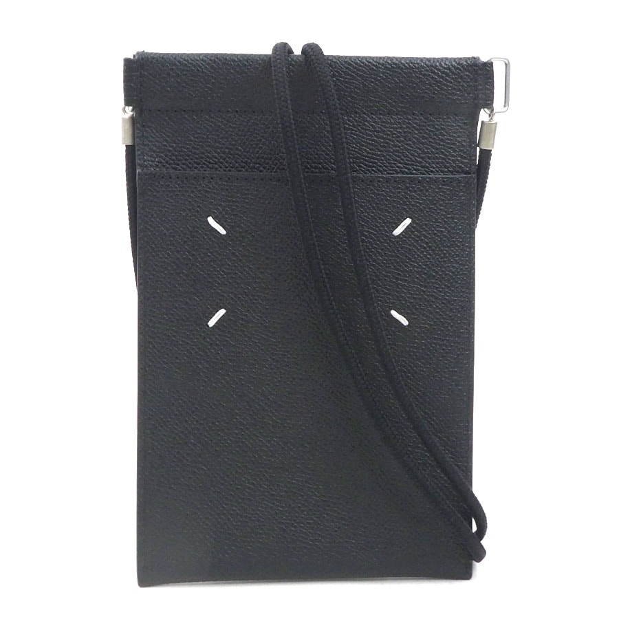 メゾンマルジェラ Maison Margiela ポーチ ネックポーチ レザー ブラック ユニセックス【中古】 r11054a