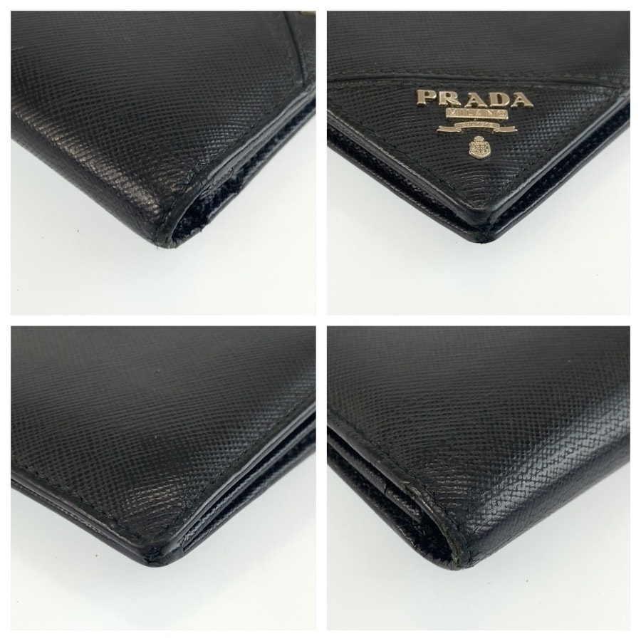 PRADA プラダ サフィアーノ ブラック 黒 シルバー金具 レザー 長財布 ロングウォレット メンズ 603396 【中古】 B (目立った傷や汚れなし)】PRADA プラダ サフィアーノ ブラック 黒