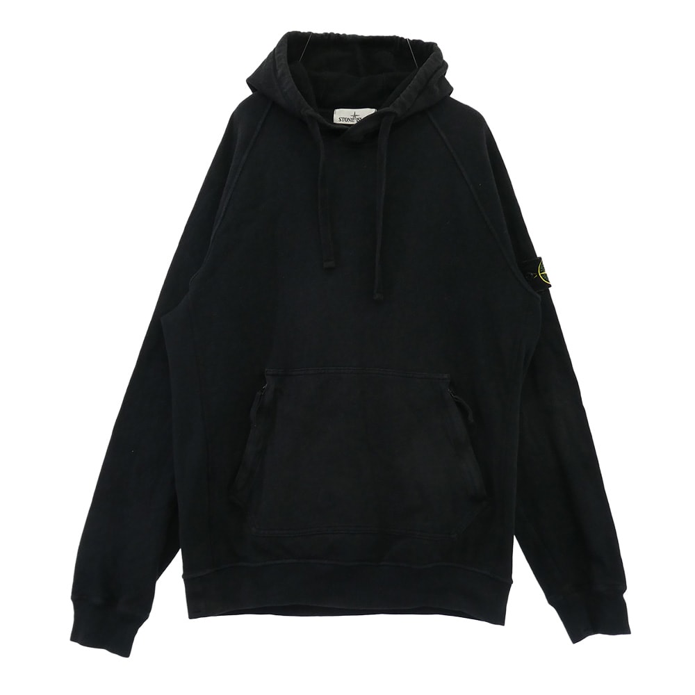 STONE ISLAND ストーンアイランド パーカー 741563860 袖ロゴパッチ ワッペン ジップポケット フーディー パーカー ブラック系 XL【中古】