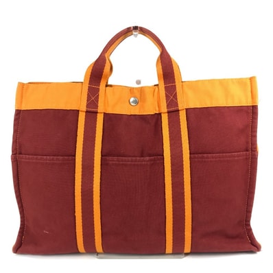 エルメス HERMES フールトゥMM フールトゥ MM フレンチフェスティバル ハワイ 2002 バイカラー カバン トートバッグ ハンドバッグ コットン オレンジ