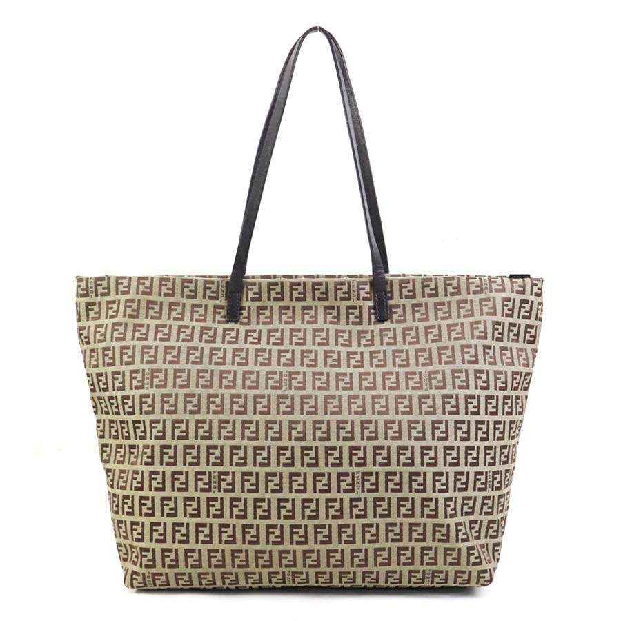 フェンディ FENDI ショルダーバッグ トートバッグ ズッキーノ キャンバス/レザー ブラウン レディース【中古】 e60451a
