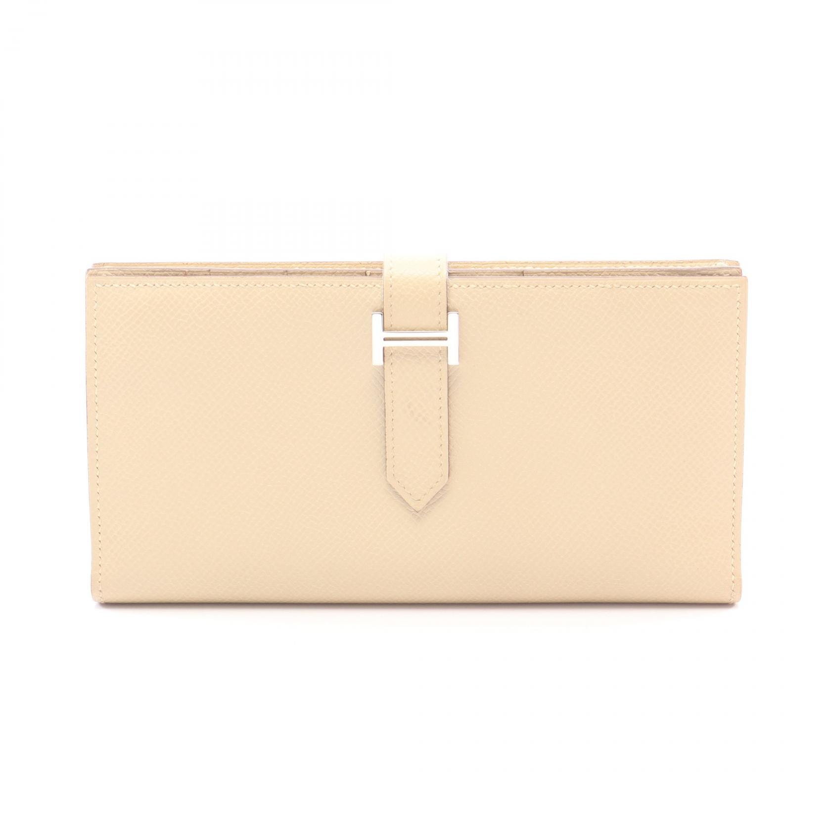 エルメス HERMES ベアンスフレ パルシュマン 二つ折り長財布 財布 ヴォーエプソン ヴォーエプソン □L刻印(2008年製造) レディース ベージュ系 【中古】