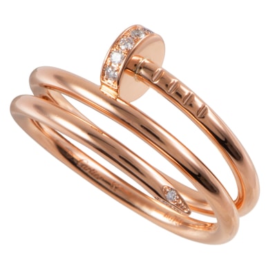 CARTIER カルティエ ジュスト アン クル リング ダブル ダイヤモンド B4210852 指輪 12号 K18PG ダイヤモンド ピンク ゴールド【中古】