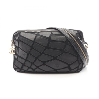 シャネル CHANEL ショルダーバッグ バッグ キャンバス レザー レディース ブラック系 【中古】