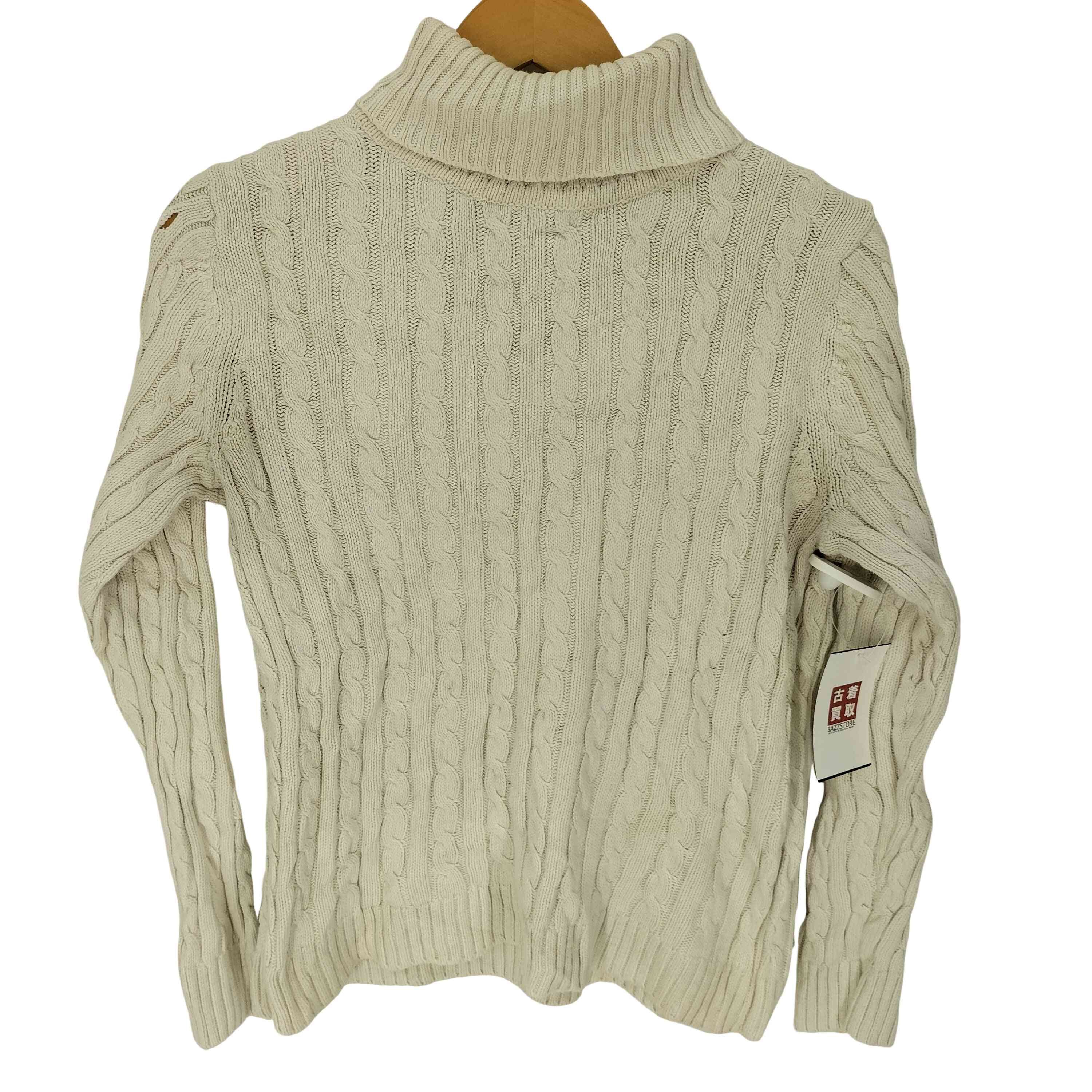 ケーブル編み タートルネック コットンニット セーター【1141783022441】