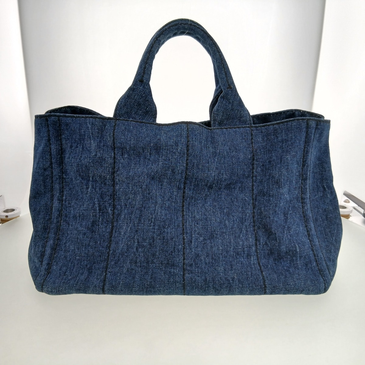 D (傷や汚れあり)】PRADA プラダ カナパ ミニ 2WAY デニムフラワー