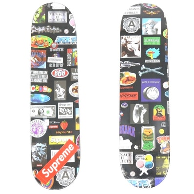 【中古】シュプリーム Supreme 2021年春夏 Stickers Skateboard スケートボード デッキ スケボー ブラック【サイズ8×32】【メンズ】
