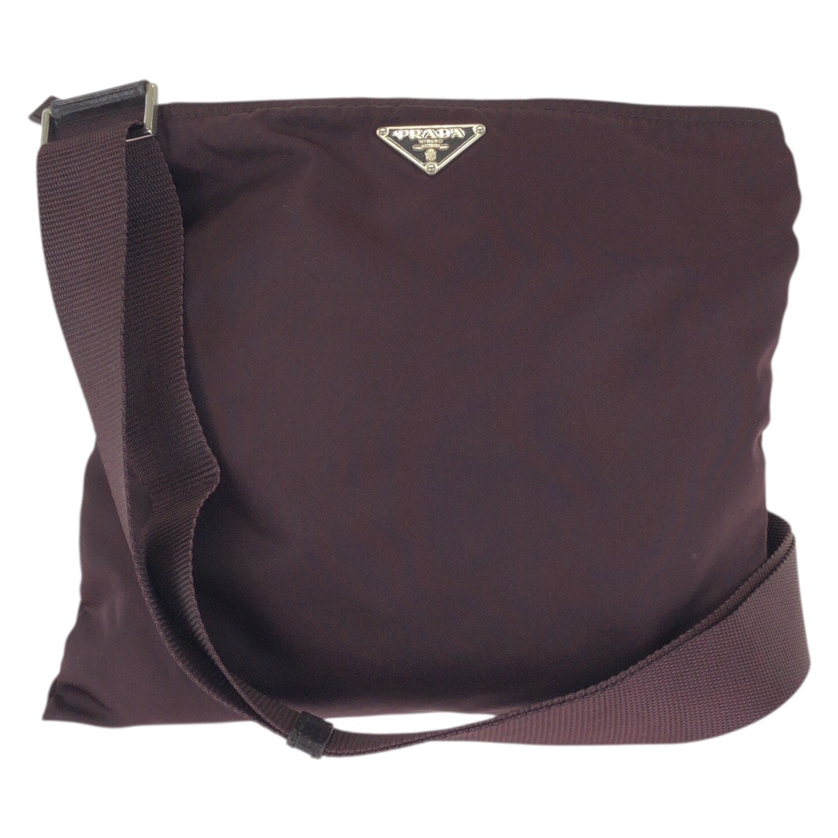 美品 PRADA プラダ テスート 三角ロゴプレート ワインレッド エンジ色 シルバー金具 ナイロン ショルダーバッグ メッセンジャーバッグ 601511 【中古】