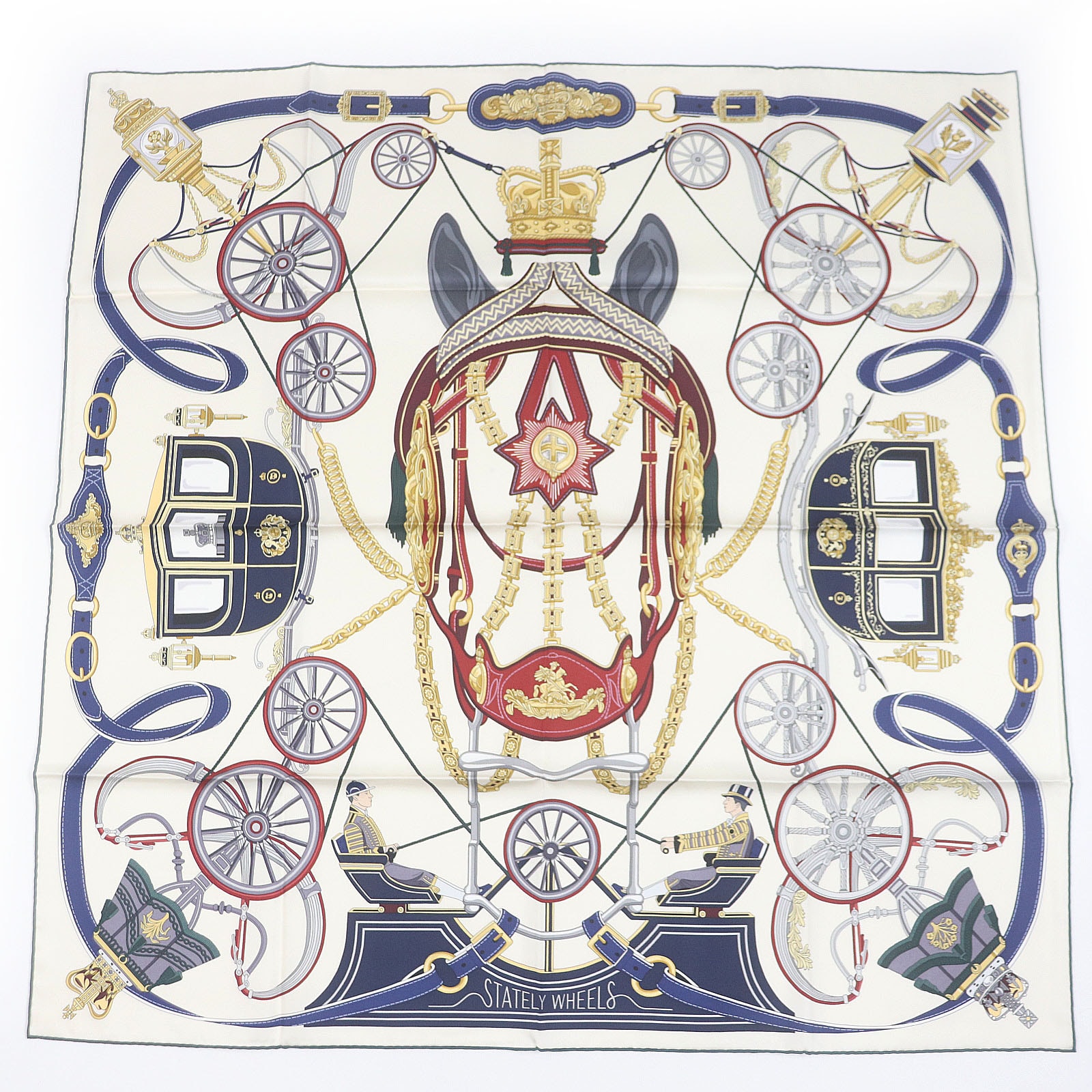 未使用品 エルメス
 スカーフ ステイトリー・ホイールズ レディース