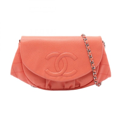 シャネル CHANEL ハーフムーン ココマーク ショルダーバッグ バッグ カーフ(牛革) レディース オレンジ系 【中古】