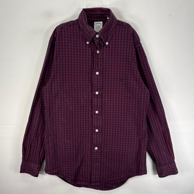 古着 ブルックスブラザーズ Brooks Brothers 長袖シャツ ボタンダウン ロゴ 刺繍 S レッド系 チェック メンズ