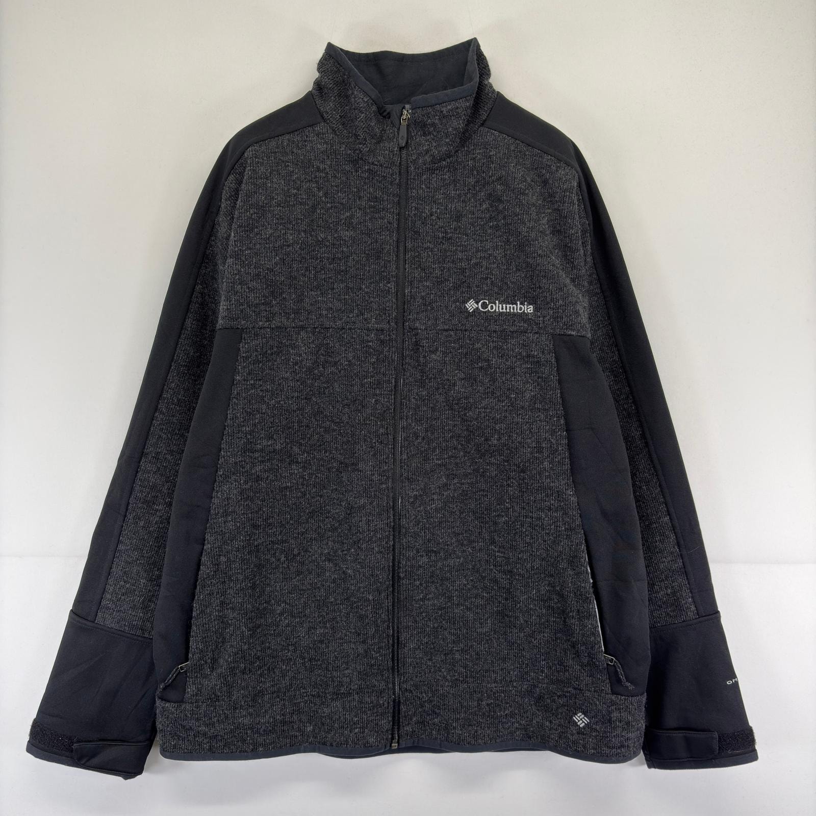古着 コロンビア Columbia ジャケット ワンポイントロゴ フルジップ ツートンカラー L グレー メンズ