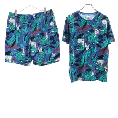 PUMA プーマ アニマル柄 半袖 Tシャツ 上下セットアップ L ブルー系