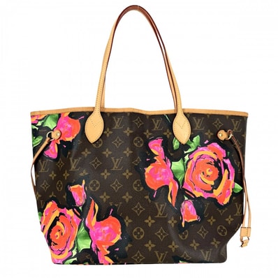 LOUIS VUITTON ルイヴィトン トートバッグ モノグラムローズ ネヴァーフルMM ハンドバッグ 肩掛け M48613 ブラウン 茶 ピンク ゴールド金具 レディース【中古品】