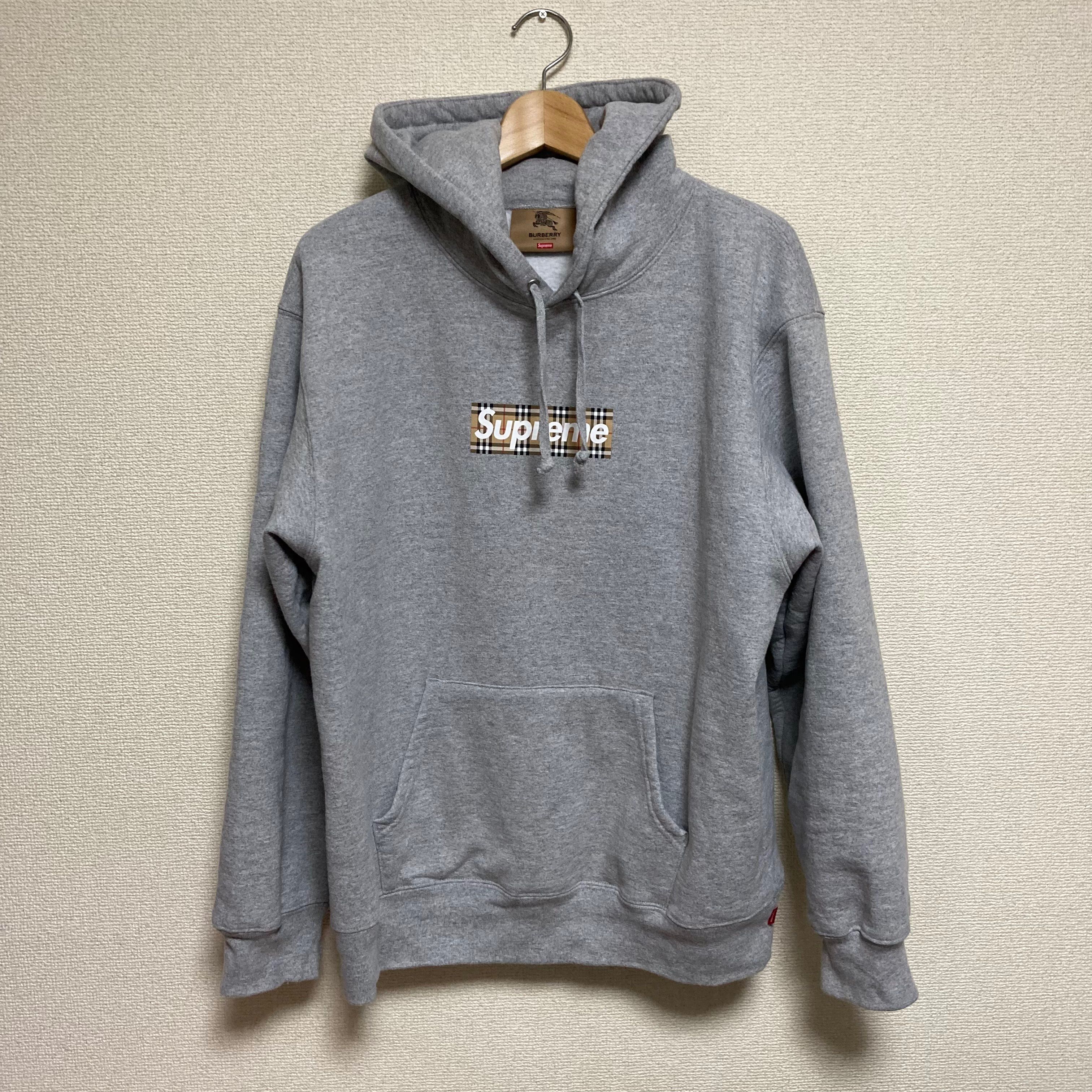 Supreme / Burberry Box Logo Hooded Sweatshirt "Heather Grey"