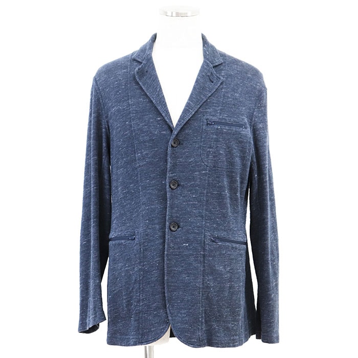 エンジニアードガーメンツ テーラード アンコン メランジニット コットン/リネン ジップポケット ジャケット メンズ ネイビー S Engineered Garments