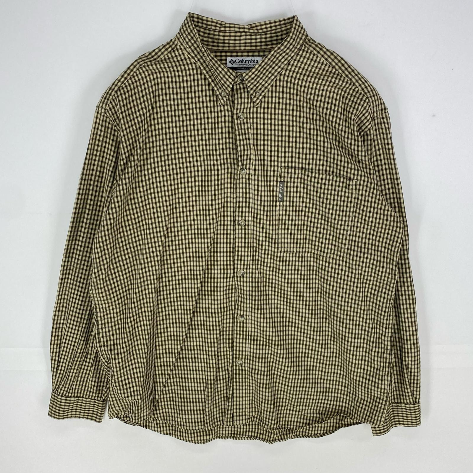 古着 コロンビア Columbia 長袖シャツ ボタンダウン アウトドア ロングスリーブ 2XL ブラウン系 チェック メンズ