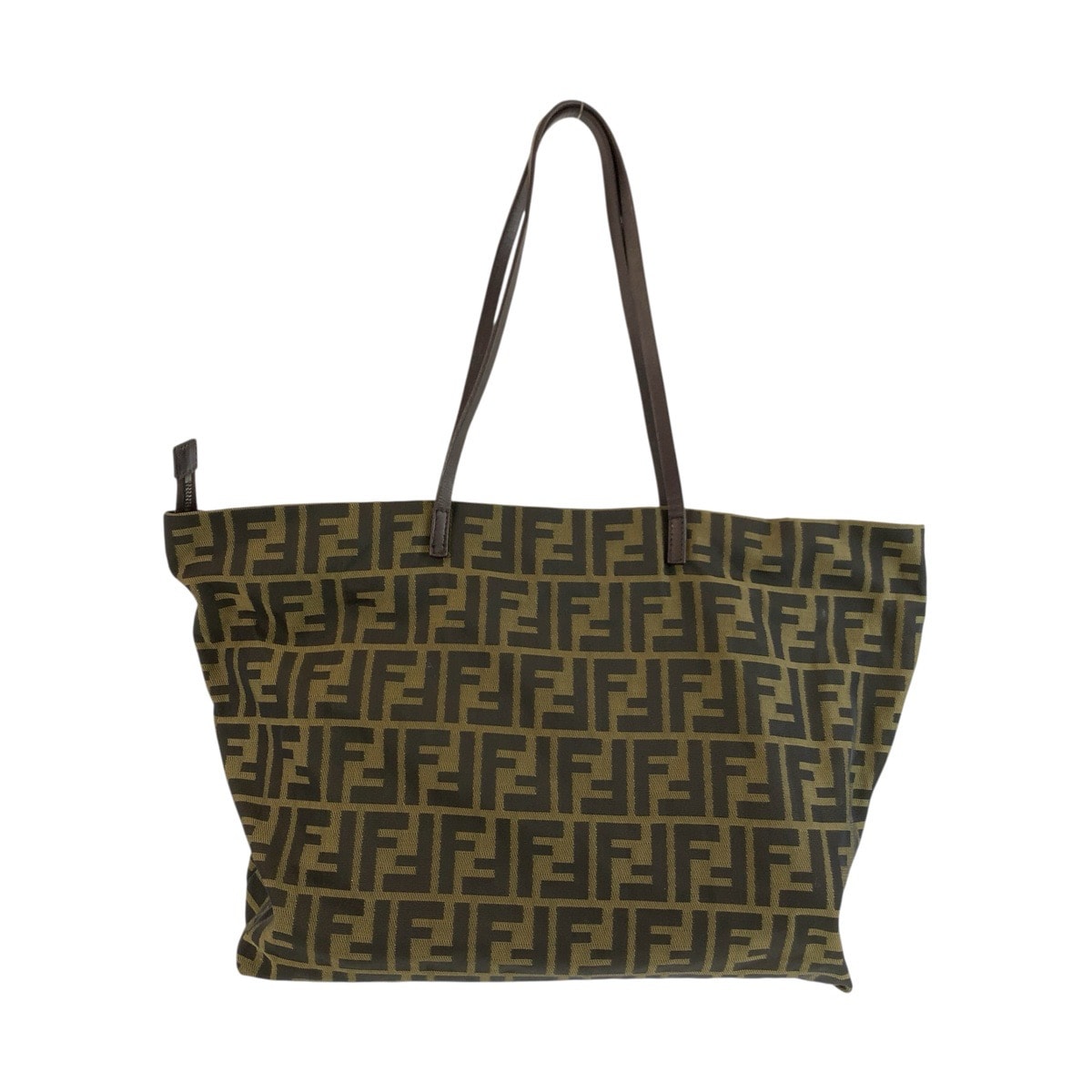 美品 FENDI フェンディ ズッカ ブラウン ガンメタ金具 キャンバス レザー/ トートバッグ ショルダーバッグ 604252 【中古】