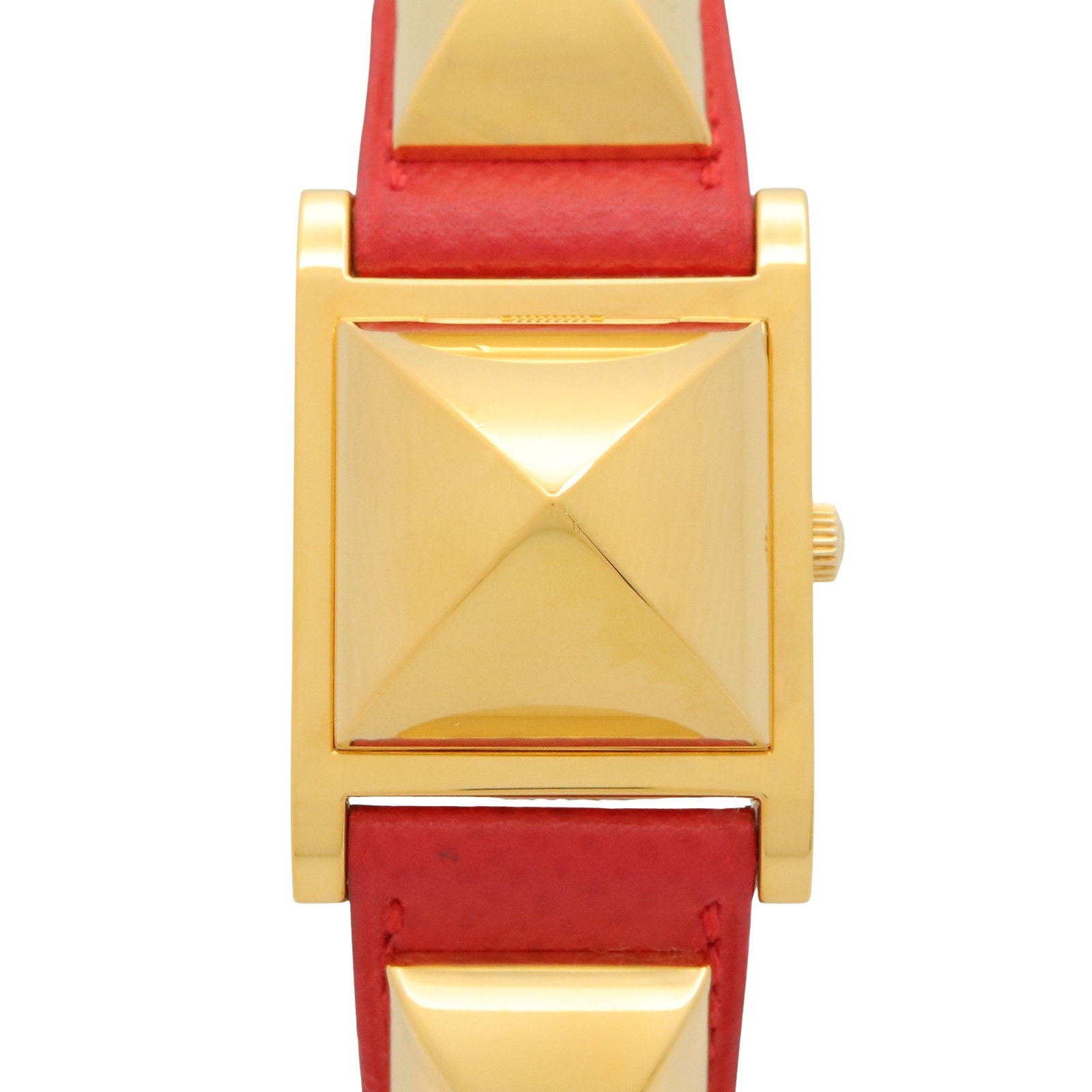 エルメス HERMES メドール 腕時計 時計 GP(ゴールドメッキ) レザーベルト レディース ホワイト系 ME1.201 【中古】