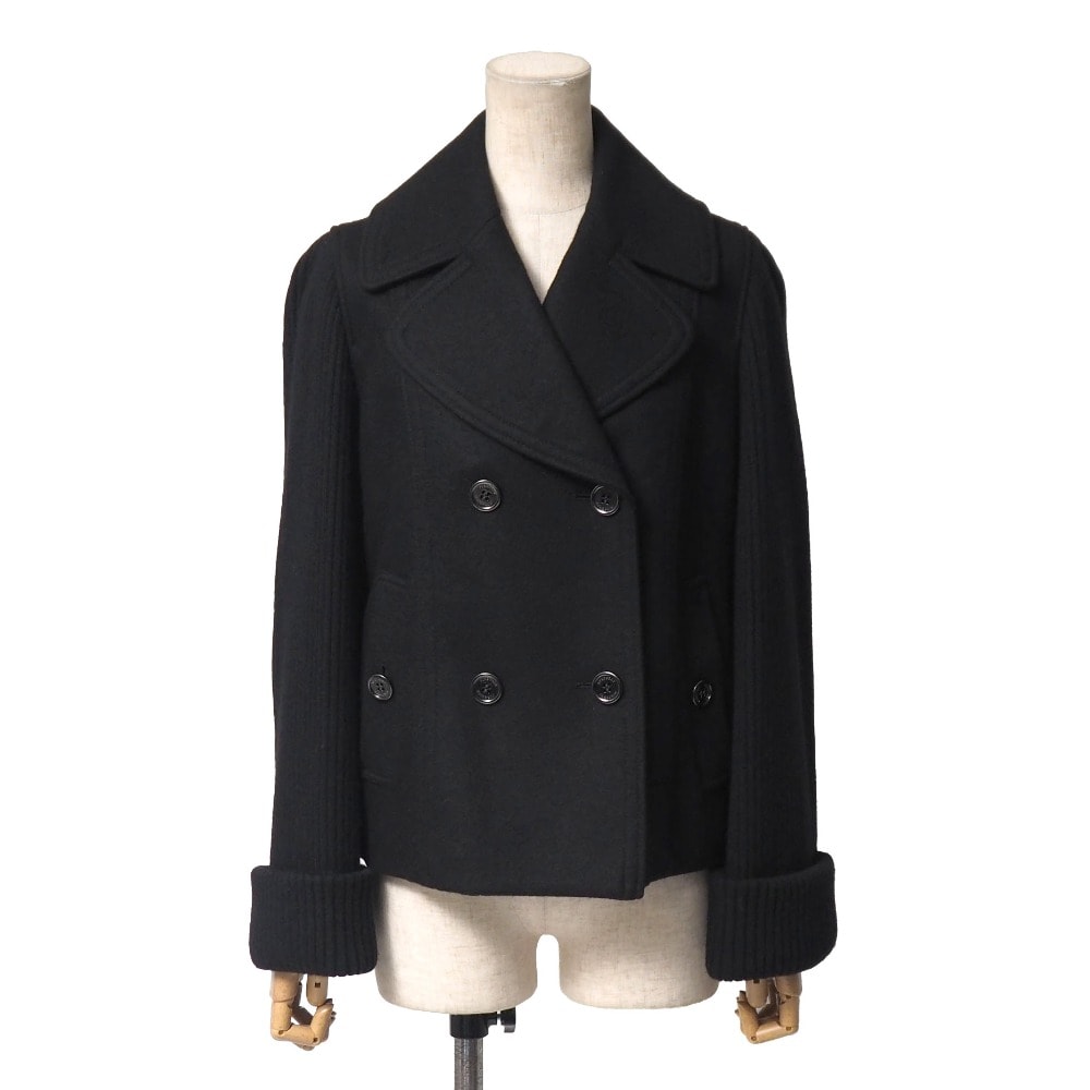 BURBERRY バーバリー ピーコート サイズ38 アンゴラ混 裏地 : チェック ニット 切替 ショートコート ブランド古着【中古】20260126/RA7413