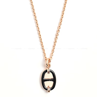 HERMES エルメス ネックレス ミニ マイヨン PM ペンダント 黒 (ブラック) ローズゴールドプレーテッド/ラッカー 新品