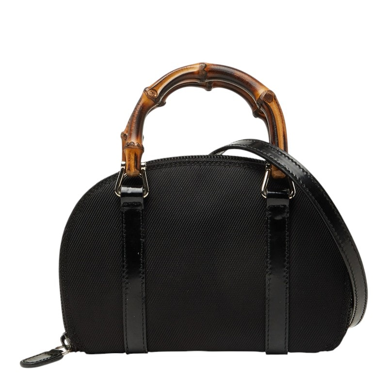 グッチ バンブー ハンドバッグ ショルダーバッグ 2WAY ブラック ナイロン レザー レディース GUCCI 中古
