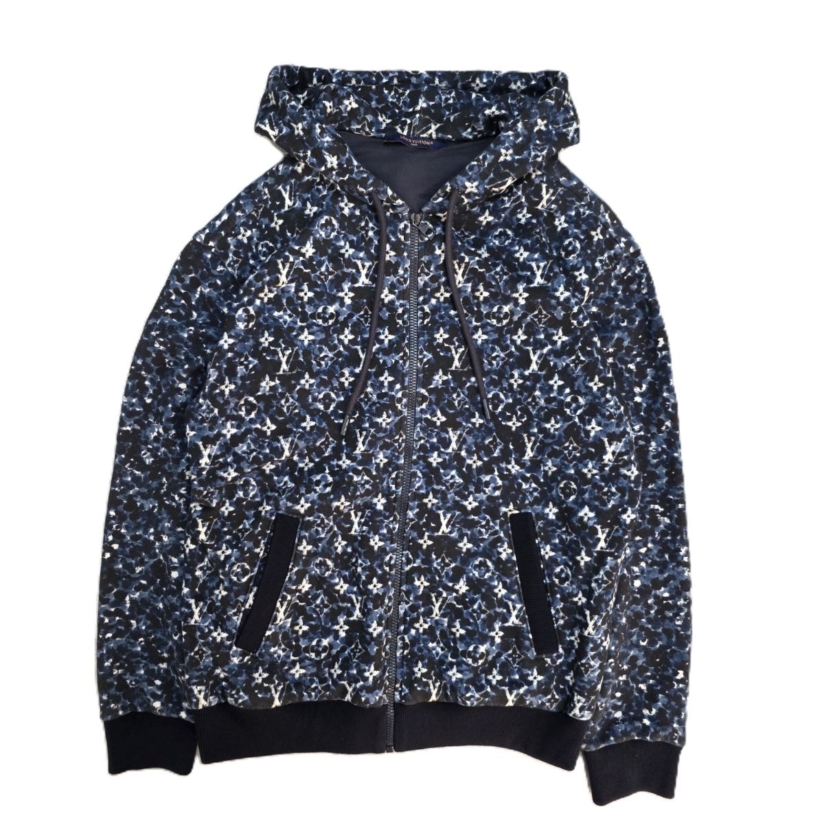 LOUIS VUITTON ルイ・ヴィトン モノグラム ジップアップ フーデッド パーカー 23SS パーカー RM232M ZA8 HPY33W M コットン ブラック ネイビー  メンズ【中古】