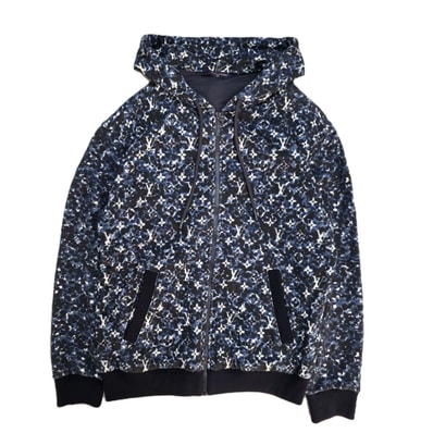 LOUIS VUITTON ルイ・ヴィトン モノグラム ジップアップ フーデッド パーカー 23SS パーカー RM232M ZA8 HPY33W M コットン ブラック ネイビー メンズ【中古】