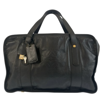 LOEWE ロエベ アナグラム ブラック 黒 ゴールド金具 レザー ボストンバッグ ハンドバッグ 603146 【中古】