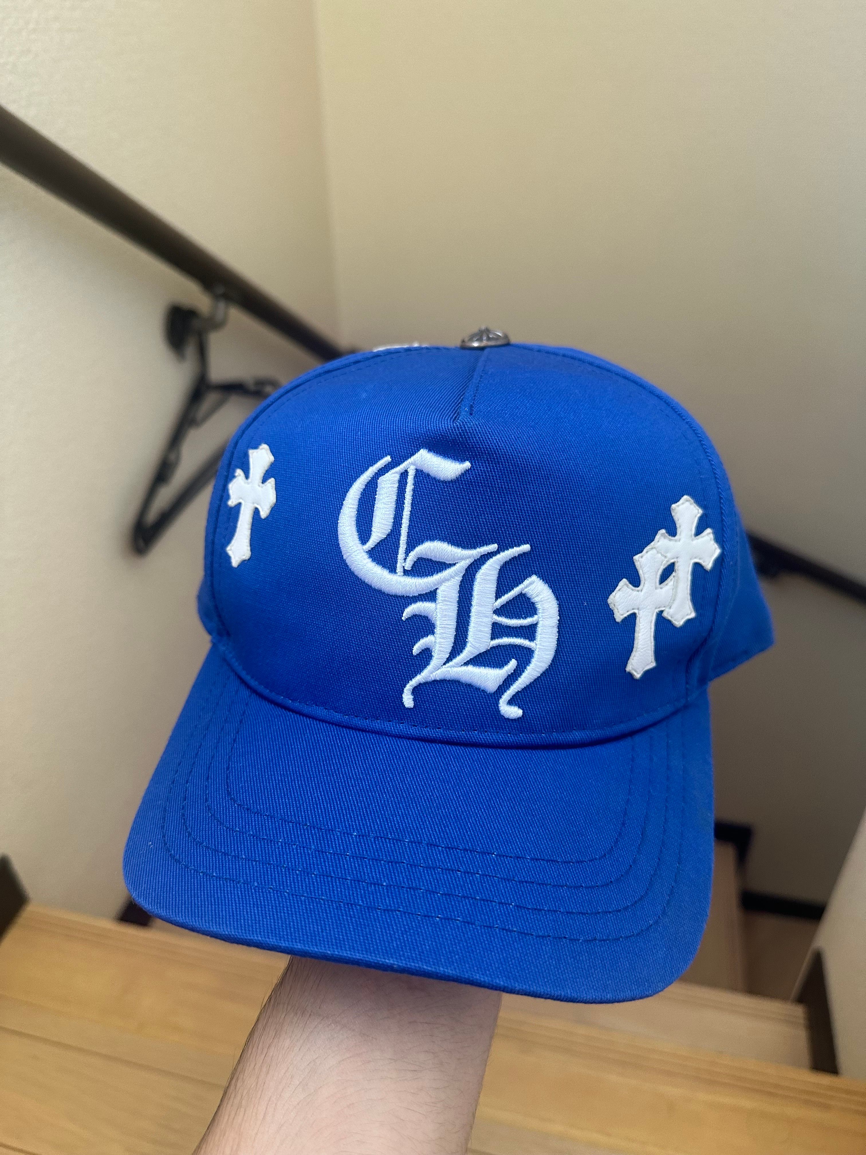 Chrome Hearts CH Hat Cross Patch Baseball Cap "Blue/White"