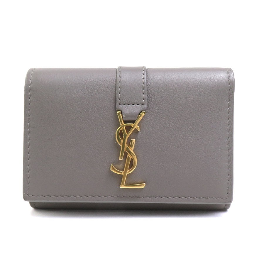 サンローラン SAINT LAURENT キーケース レザー グレー レディース 438963【中古】 r11438a