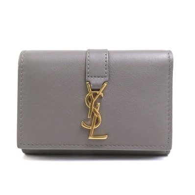 サンローラン SAINT LAURENT キーケース レザー グレー レディース 438963【中古】 r11438a