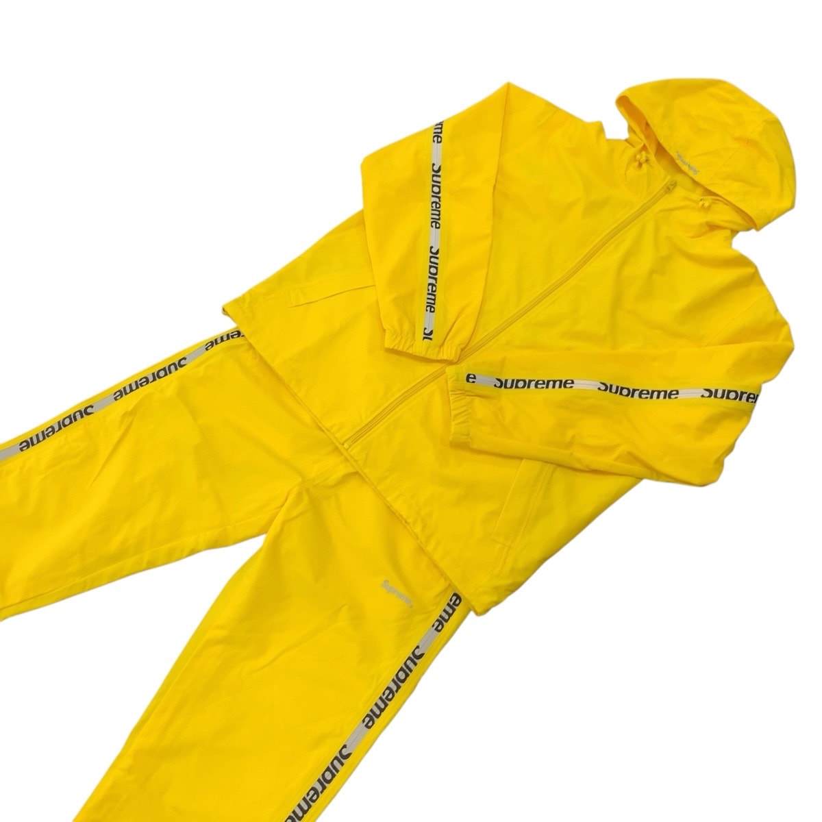 新品未使用 Supreme シュプリーム Reflective Zip Hooded Jacket サイズM イエロー ブラック ナイロン ポリエステル/ セットアップ パーカー ジャケット パンツ 604460 【中古】