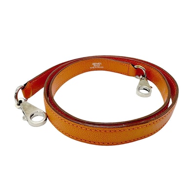 エルメス HERMES ショルダーストラップ シェブルミゾル オレンジ シルバー ユニセックス【中古】 z2716