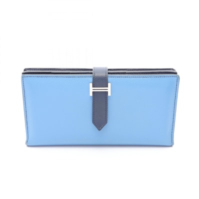 エルメス HERMES ベアンスフレ 二つ折り長財布 財布 レザー ヴォーエプソン ヴォーエプソン ブルーパラダイス T刻印(2015年製造) レディース ブルー系 / ネイビー系 / ブルーサフィール 【中古】