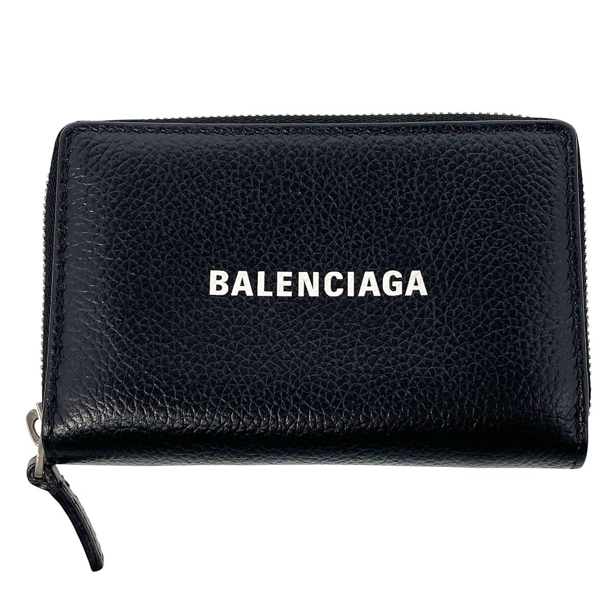 BALENCIAGA バレンシアガ ラウンドジップアップ コインケース 616911 レザー ブラック 【中古】