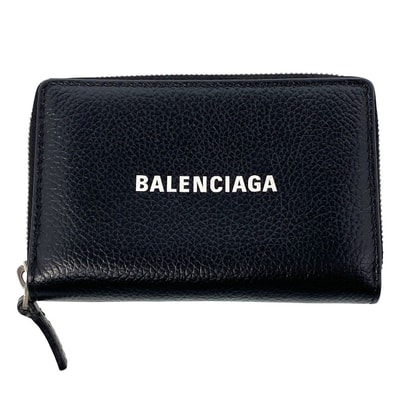 BALENCIAGA バレンシアガ ラウンドジップアップ コインケース 616911 レザー ブラック 【中古】