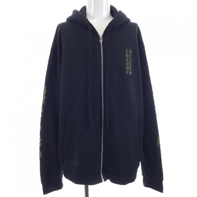 Chrome Hearts Vertical Logo Zip Up Hoodie "Black/Army Green"