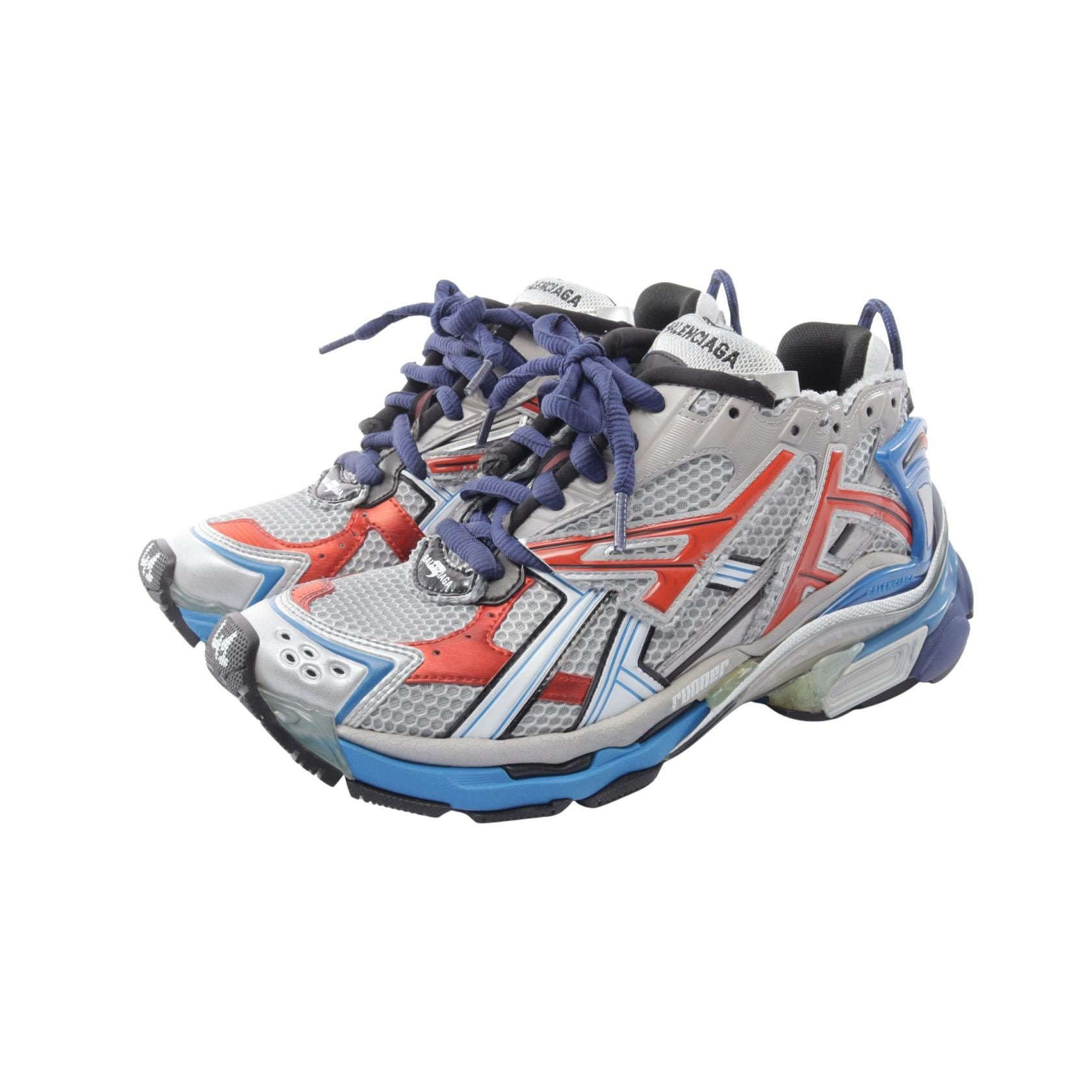 バレンシアガ BALENCIAGA RUNNER ランナー ユーズド加工 スニーカー 靴 ファブリック / ラバー メンズ グレー系 / ブルー系 【中古】
