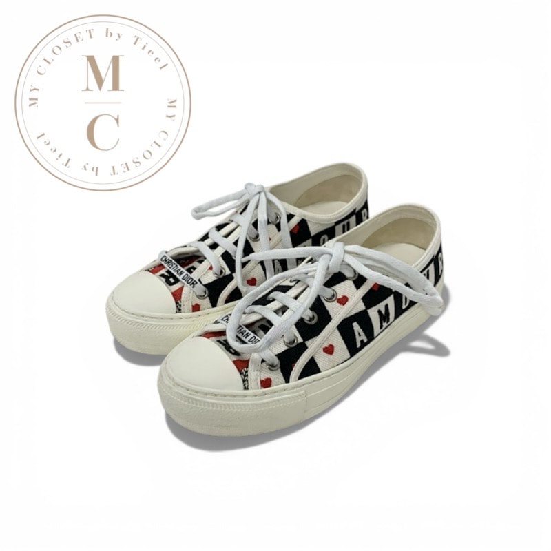 クリスチャンディオール CHRISTIAN DIOR スニーカー 靴 シューズ ファブリック ホワイト ブラック レッド ハート ロゴ