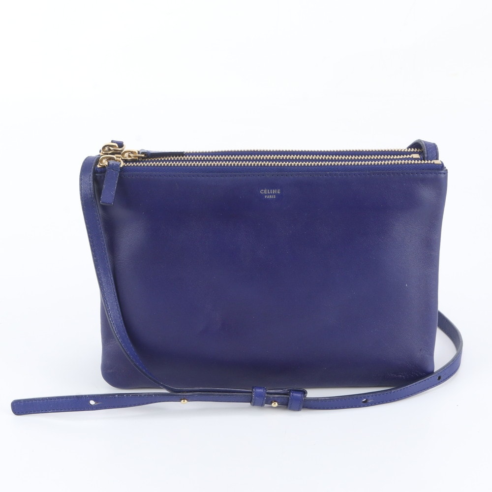 ■美品 セリーヌトリオ ラージショルダーバッグ レザー