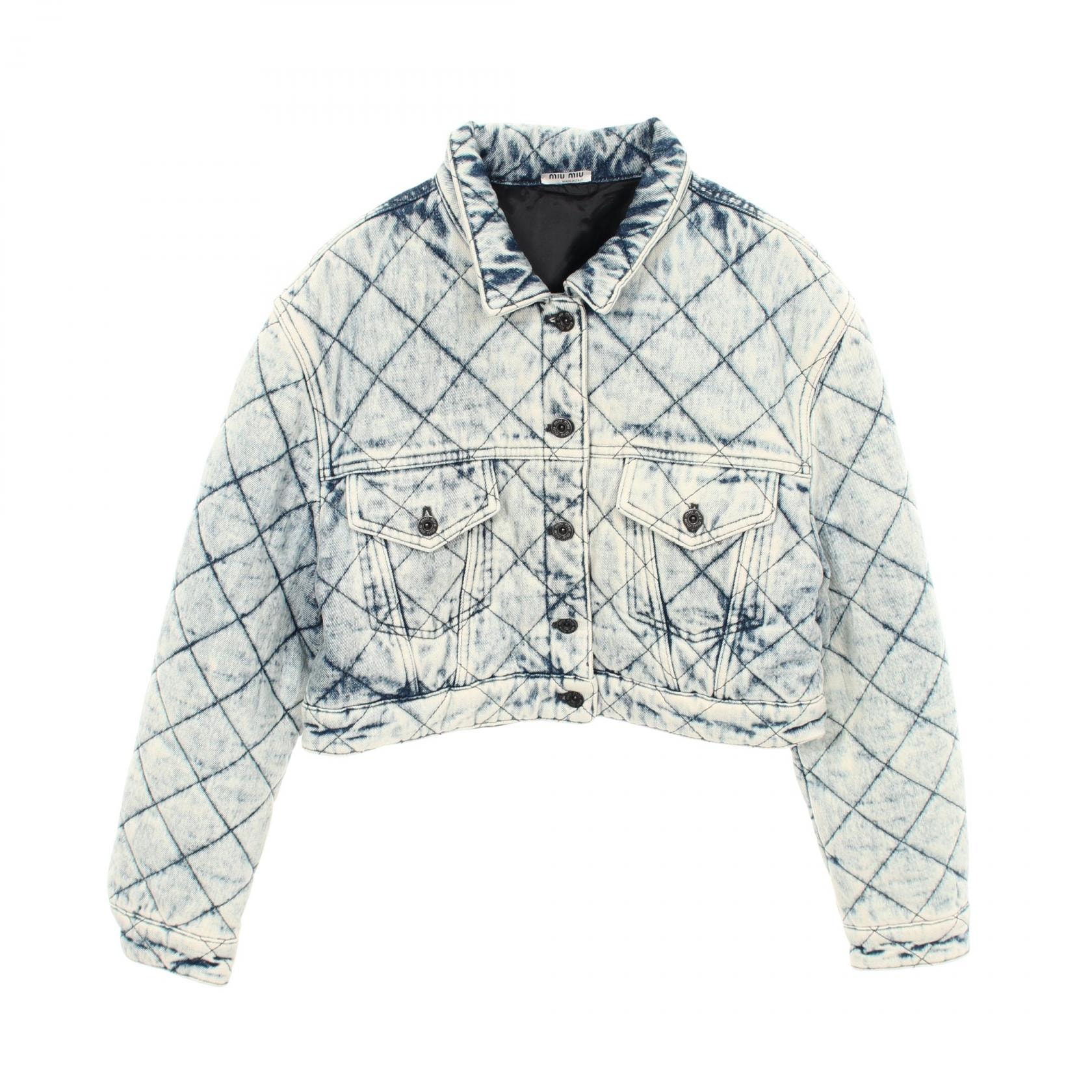 ミュウ ミュウ Miu Miu キルティング デニムジャケット 衣料品 アウター コットン レディース ブルー系 【中古】