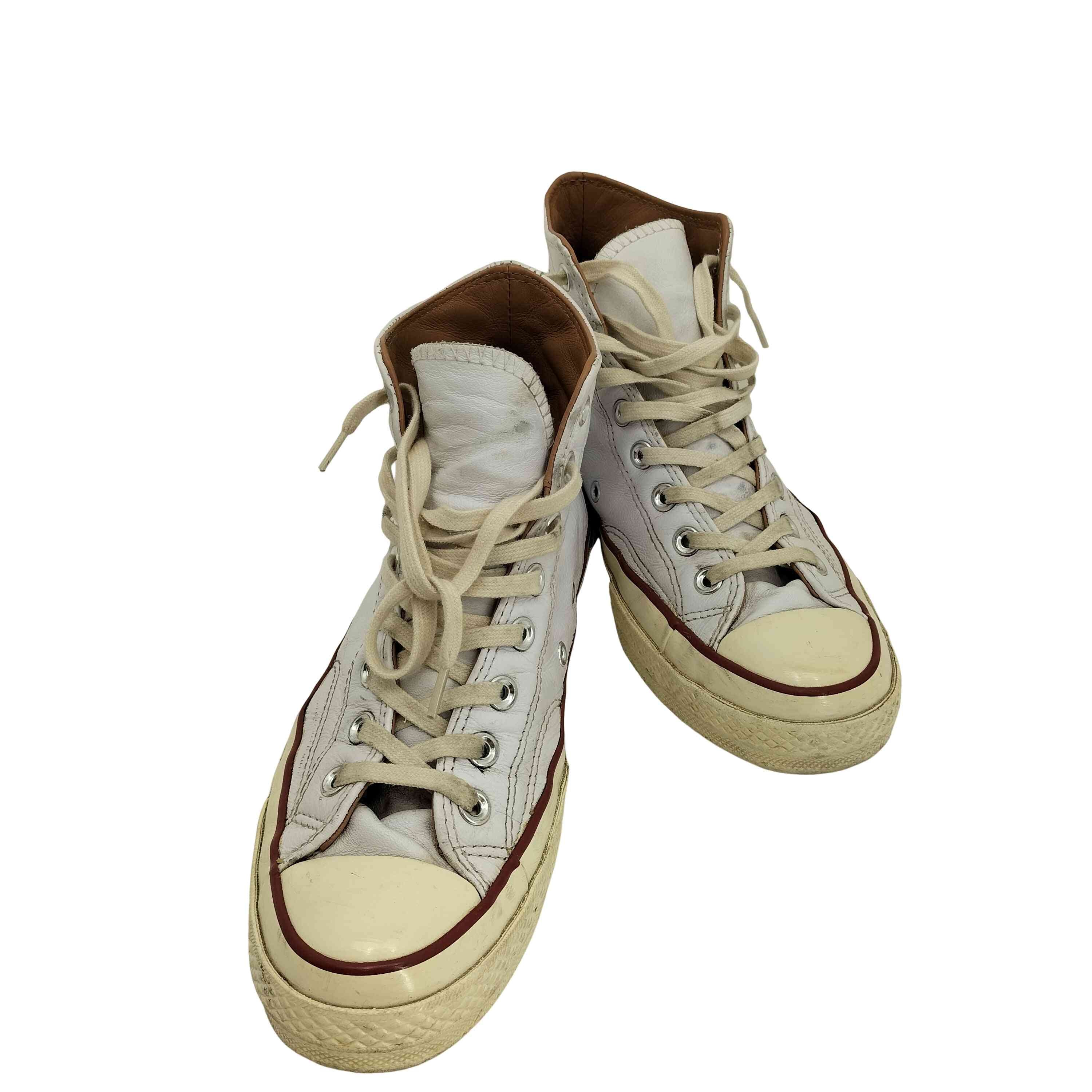 傷や汚れあり】CT ALL STAR 70 HI WHITE LEATHER【1138586996383